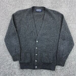Vintage Puritan Cardigan Sweater Mens Large Gray Shetland Wool Blend Shaggy USA